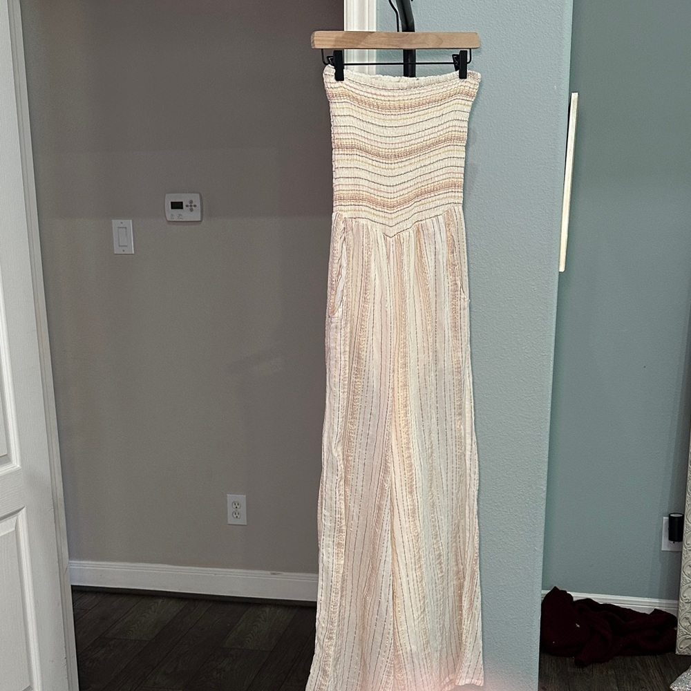 Strapless Striped Jumpsuit